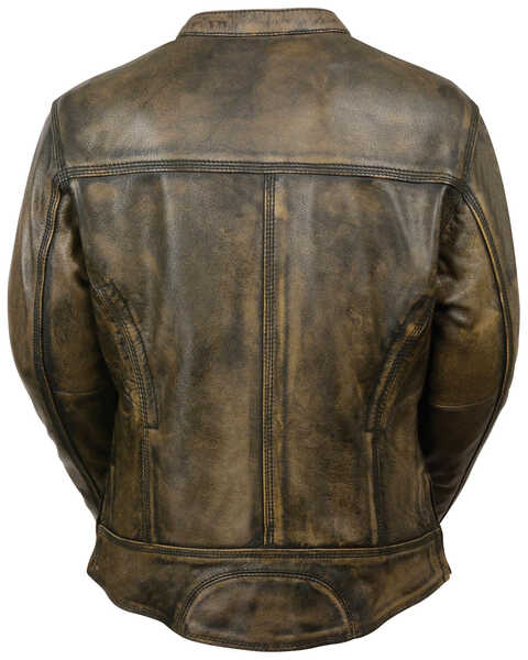 Image #3 - Milwaukee Leather Women's Brown Distressed Vented Scooter Leather Jacket, , hi-res