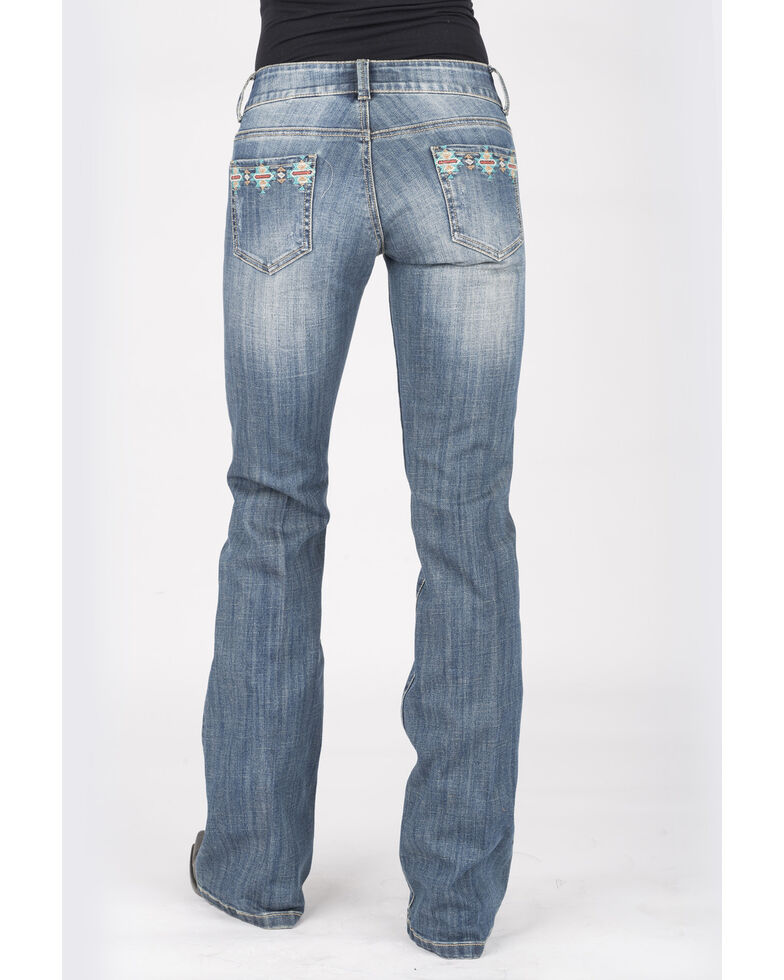 Stetson Women's 816 Southwestern Embroidered Bootcut Jeans, Blue, hi-res