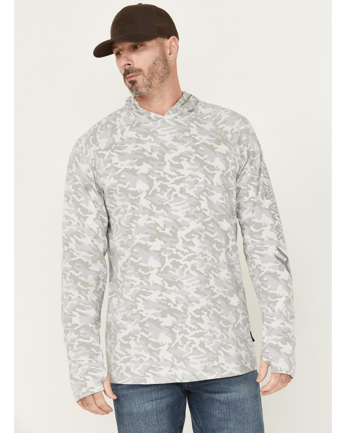 Image #2 - Hawx Men's Sundown Camo Print Hooded Work Shirt, Grey, hi-res
