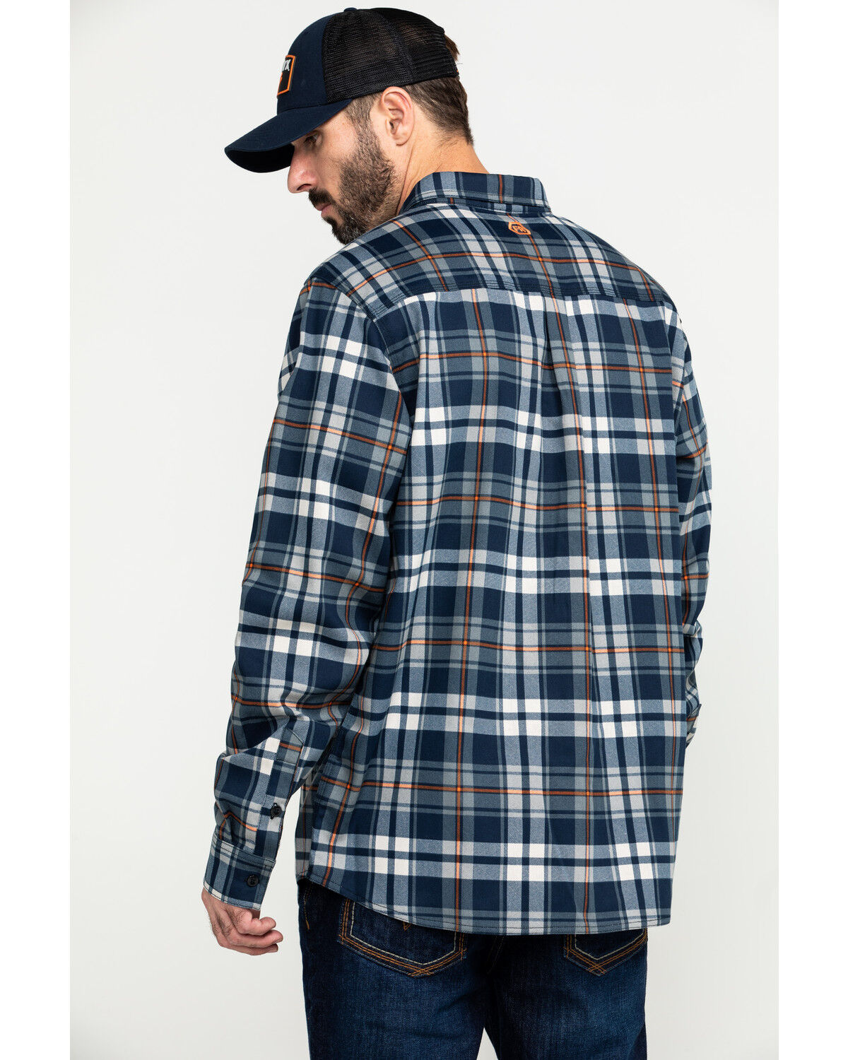 Image #2 - Hawx Men's FR Plaid Print Long Sleeve Woven Work Shirt - Tall, Blue, hi-res
