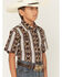 Image #2 - Wrangler Boys' Checotah Southwestern Striped Short Sleeve Pearl Snap Western Shirt, Brown, hi-res