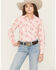 Image #1 - Panhandle Slim Girls' Conversation Print Long Sleeve Snap Western Shirt, Pink, hi-res