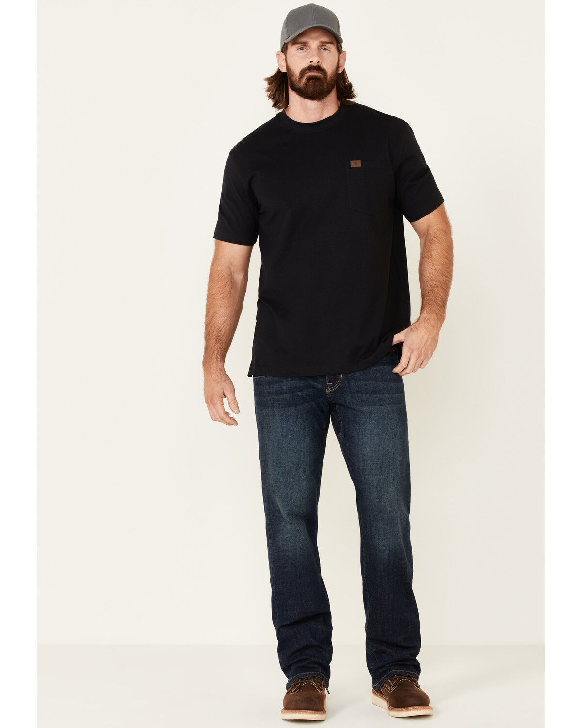Image #1 - Hawx Men's Dark Wash Straight Stretch Denim Work Jeans, Indigo, hi-res