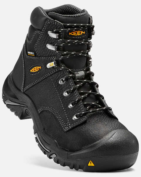 Image #1 - Keen Men's 6" Mt. Vernon Waterproof Work Boots - Steel Toe, Black, hi-res