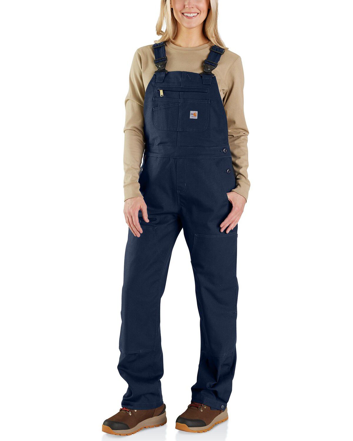 Image #1 - Carhartt Women's FR Rugged Flex® Loose Fit Duck Bib Overalls, Navy, hi-res