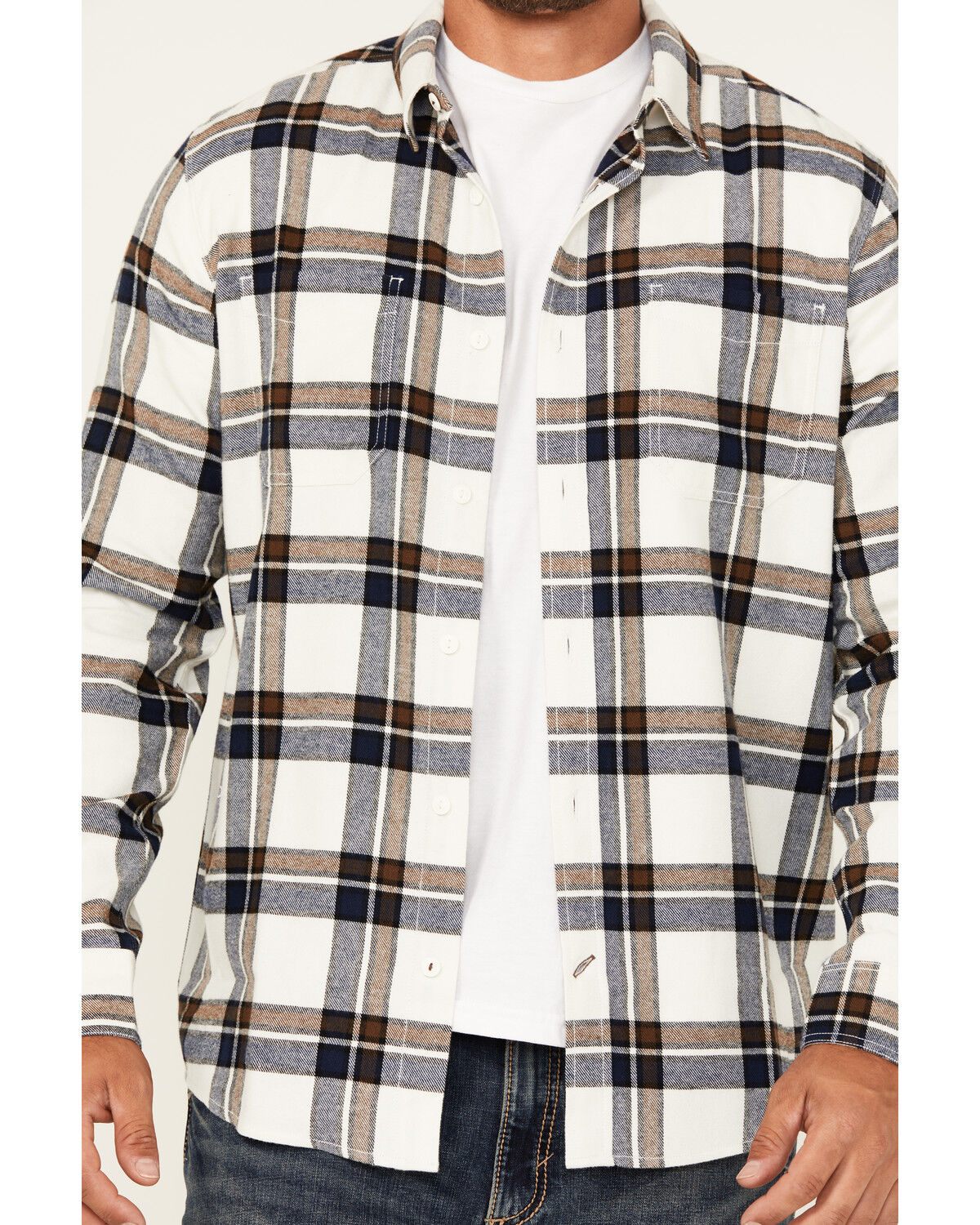 Image #3 - Brothers and Sons Men's Yukon Plaid Print Long Sleeve Button-Down Flannel Shirt, White, hi-res