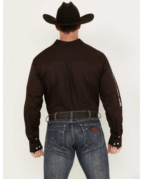 Image #4 - Rank 45® Men's Solid Basic Twill Logo Long Sleeve Button-Down Western Shirt , Coffee, hi-res