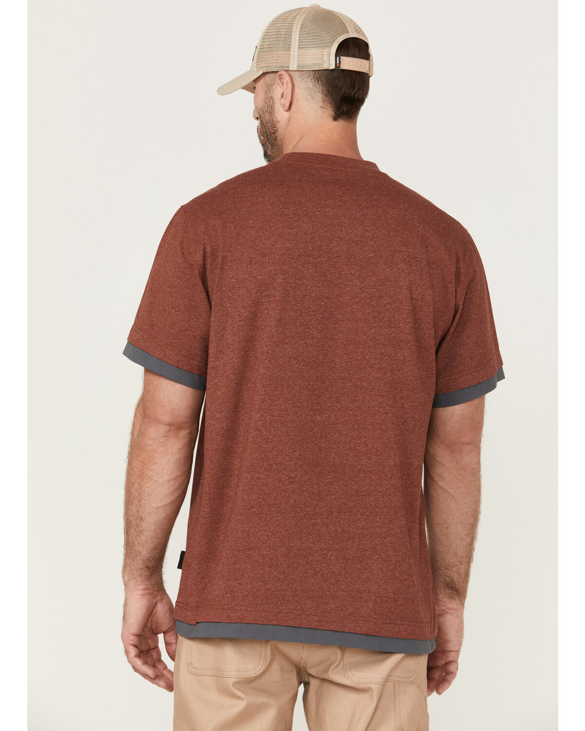 Image #4 - Hawx Men's Layered Work Pocket T-Shirt, Dark Red, hi-res