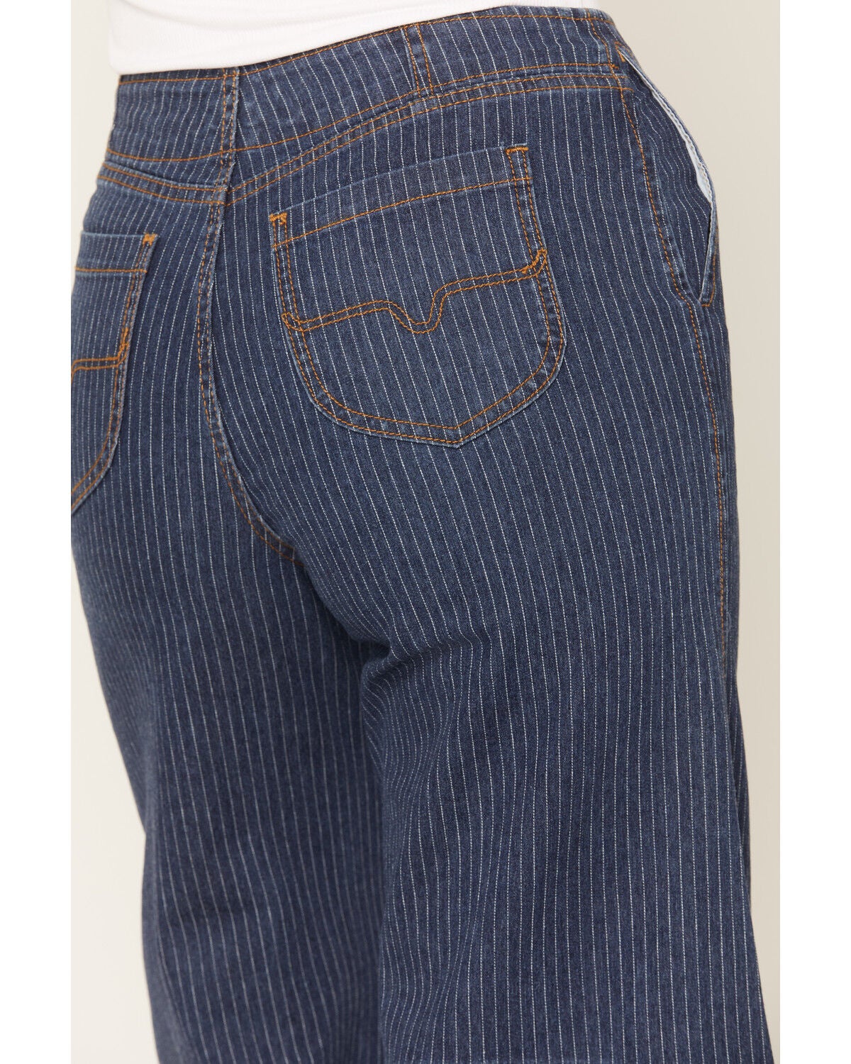 Image #4 - Kimes Ranch Women's Dark Wash Striped High Rise Sophie Wide Leg Stretch Denim Jeans, Dark Wash, hi-res