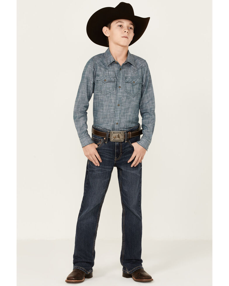 Cody James Boys' Medium Wash King Fisher Stretch Slim Bootcut Jeans - Big, Blue, hi-res