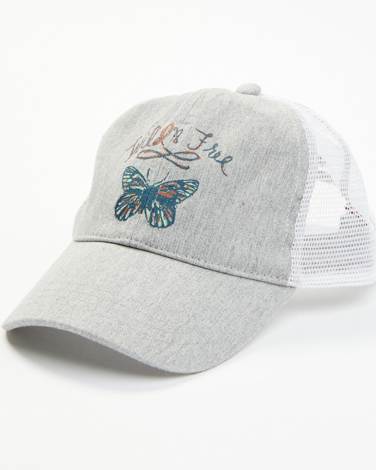 Shyanne Women's Wild & Free Butterfly Mesh-Back Ball Cap, Light Grey, hi-res