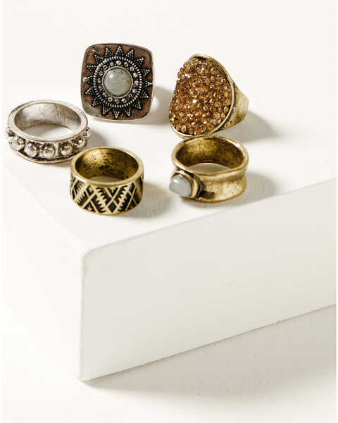 Image #1 - Shyanne Women's Sierra Winter Clustered Stone Ring Set - 5 Piece , Multi, hi-res