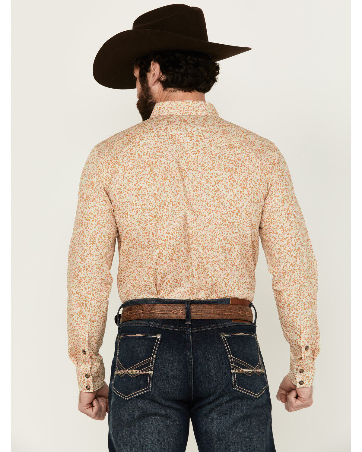 Image #4 - Cody James Men's Playing Field Floral Print Long Sleeve Snap Western Shirt, Tan, hi-res