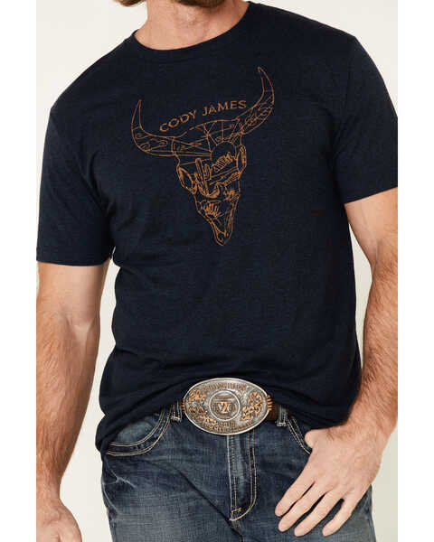 Image #4 - Cody James Men's Desert Bull Skull Graphic Short Sleeve T-Shirt , Navy, hi-res