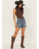Image #1 - Shyanne Women's Faye Medium Wash High Rise Comfort Stretch Denim Shorts, Medium Wash, hi-res