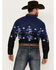 Image #4 - Panhandle Men's Cowboy Border Print Long Sleeve Snap Western Shirt, Blue, hi-res