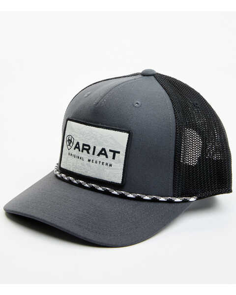 Image #1 - Ariat Men's Logo Patch Ball Cap , Black, hi-res