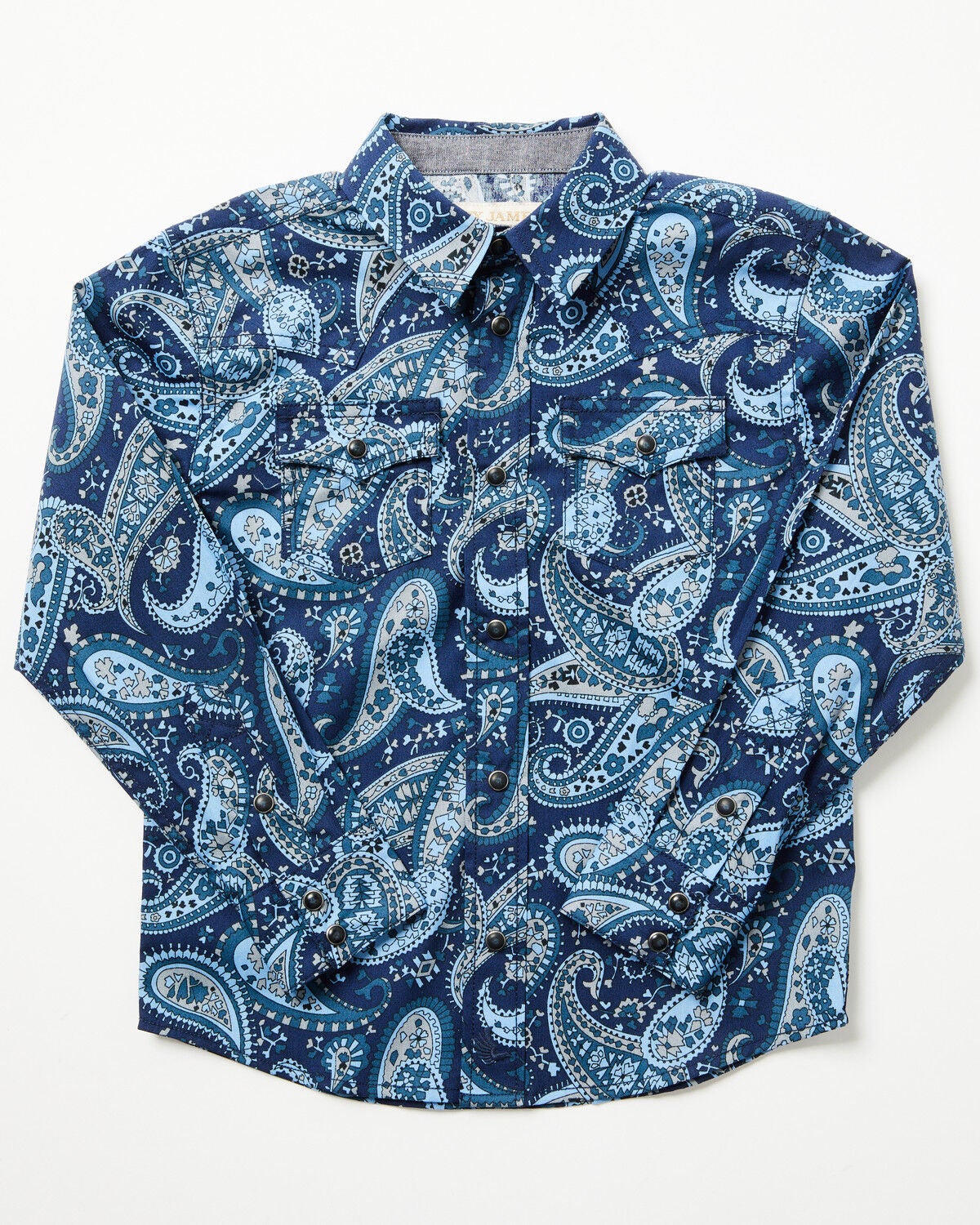 Cody James Toddler Boys' Westward Paisley Print Long Sleeve Snap Western Shirt, Navy, hi-res