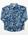 Image #1 - Cody James Toddler Boys' Westward Paisley Print Long Sleeve Snap Western Shirt, Navy, hi-res