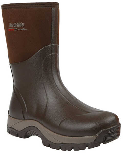 Northside Men's Glacier Drift Waterproof Rubber Work Boots - Soft Toe, Dark Brown, hi-res