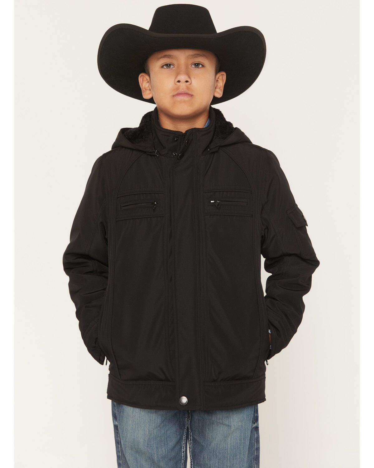 Image #1 - Urban Republic Boys' Fur Lined Jacket, Black, hi-res