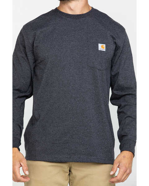 Image #4 - Carhartt Men's Loose Fit Heavyweight Long Sleeve Logo Pocket Work T-Shirt, Charcoal, hi-res