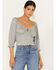 Image #1 - Wild Moss Women's Lurex Keyhole Top, Black, hi-res
