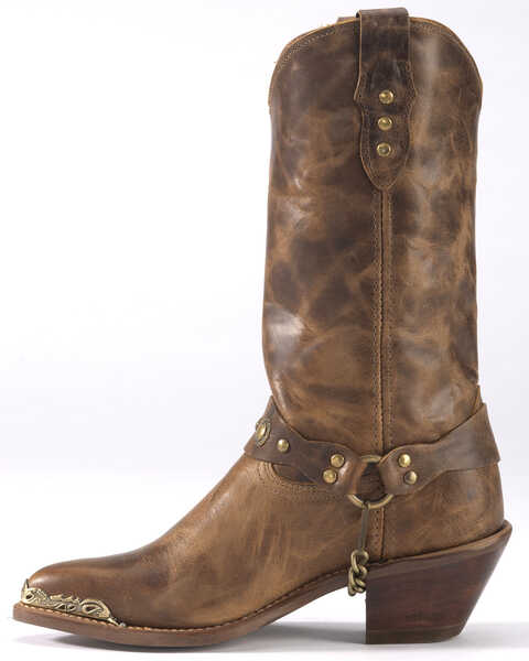 Image #5 - Abilene Women's Distressed Harness Western Boots - Pointed Toe, Tan, hi-res
