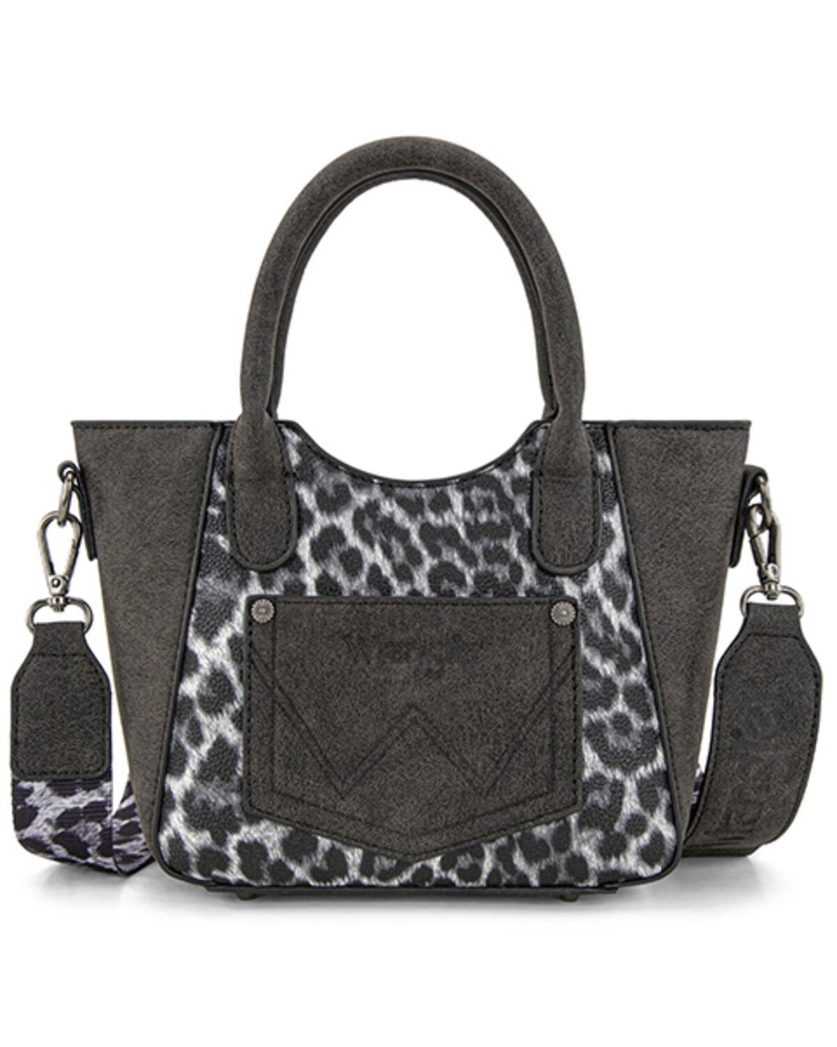 Image #2 - Wrangler Women's Leopard Print Small Crossbody Tote, Black, hi-res