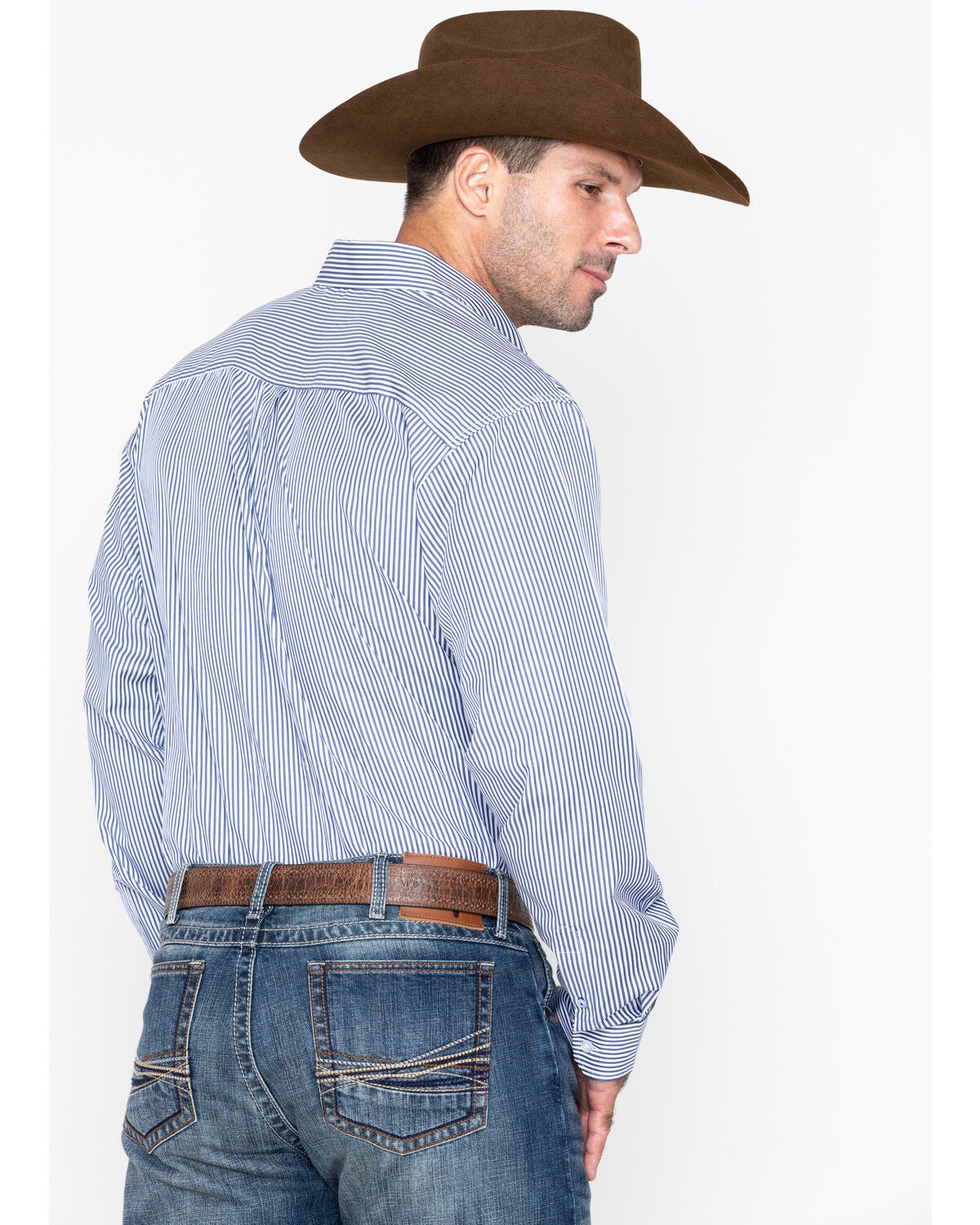 Image #3 - Cinch Men's Striped Print Tencel Long Sleeve Button-Down Western Shirt - Big & Tall, Royal Blue, hi-res