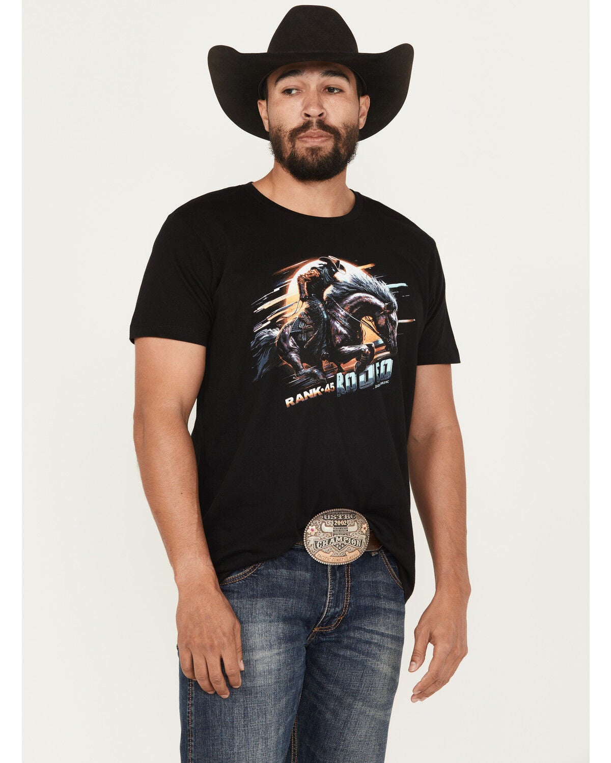 Image #1 - RANK 45&reg; Men's Bronc Lightning Short Sleeve Graphic T-Shirt, Black, hi-res