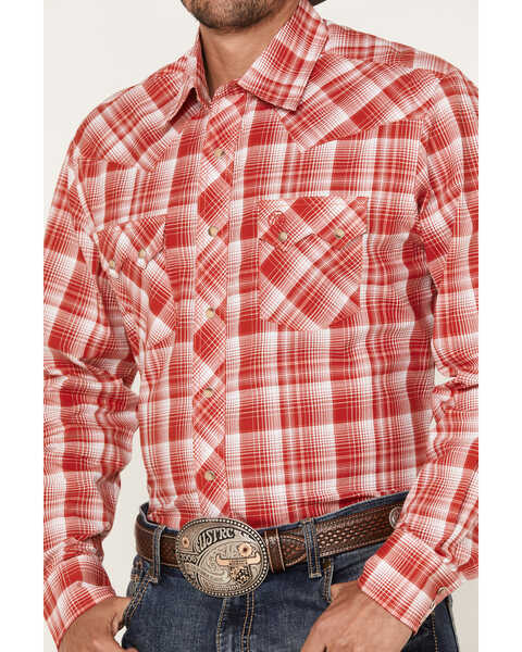 Image #3 - Wrangler Retro Men's Plaid Print Long Sleeve Snap Western Shirt, Red, hi-res