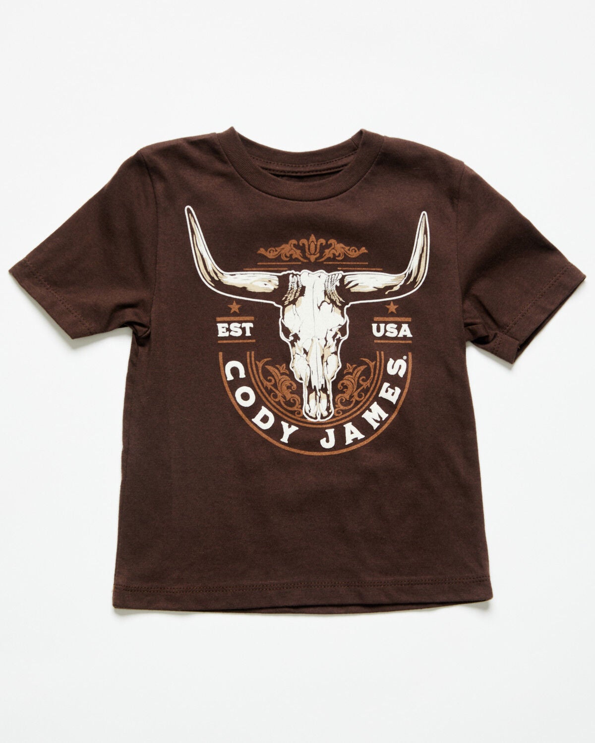 Image #1 - Cody James Toddler Boys' USA Steerhead Short Sleeve Graphic T-Shirt, Dark Brown, hi-res