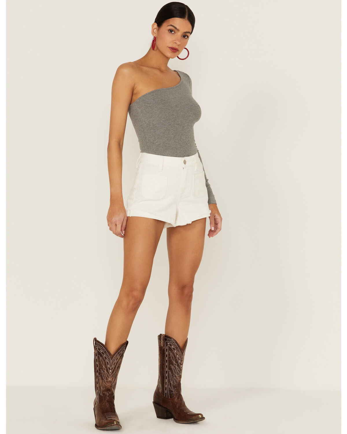 Image #1 - Shyanne Women's High Rise White Rolled Cuff Shorts, White, hi-res
