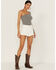 Image #1 - Shyanne Women's High Rise White Rolled Cuff Shorts , White, hi-res