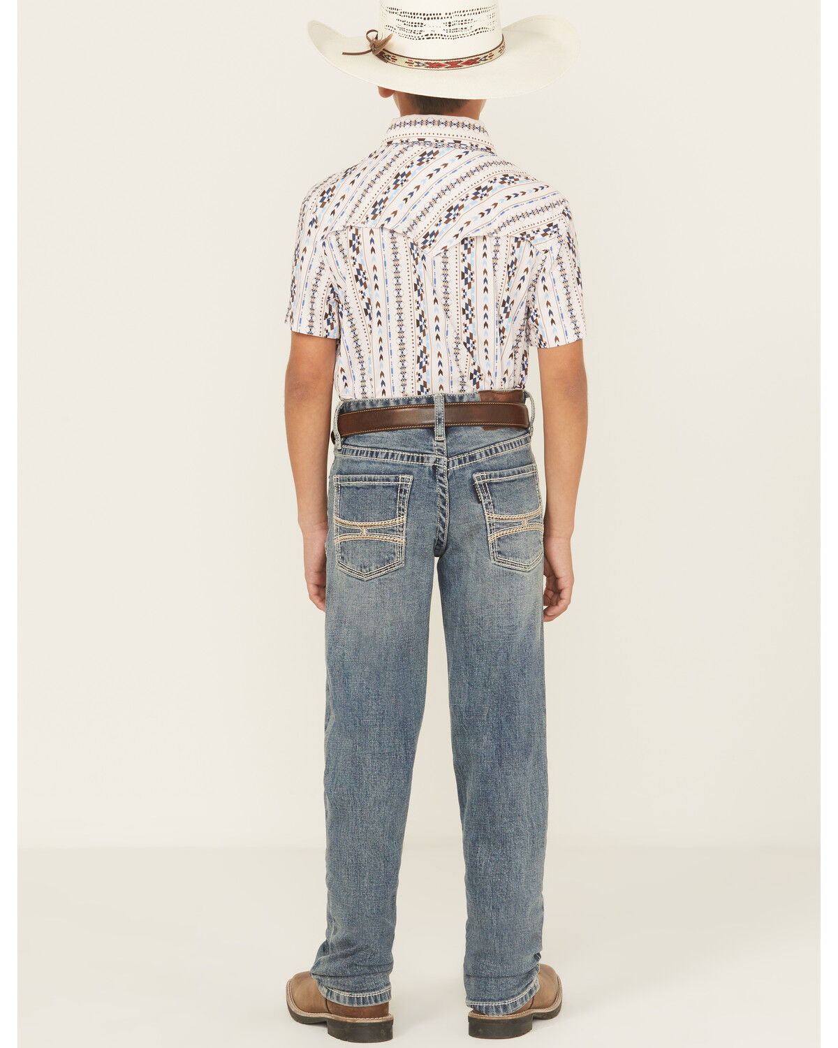 Image #3 - Hooey X Rock & Roll Denim Boys' Medium Wash Step Bootcut Stretch Denim Jeans, Blue, hi-res