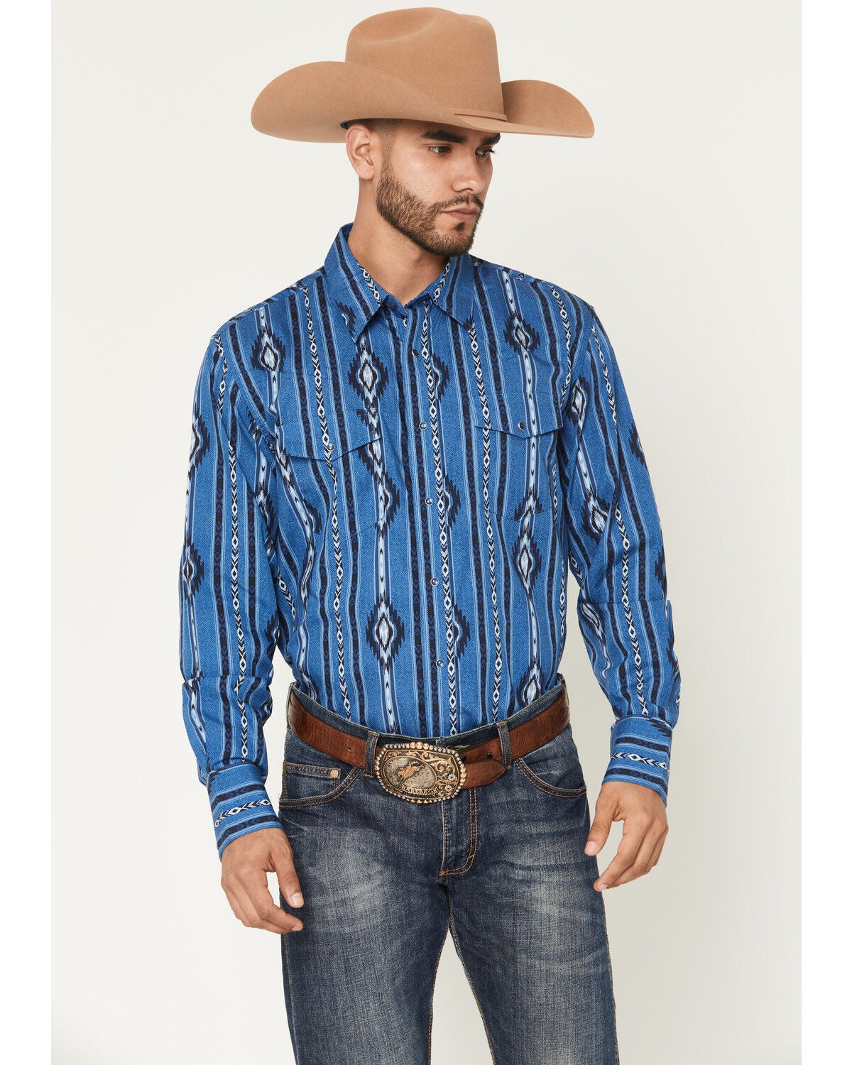 Product Name: Wrangler Men's Checotah Southwestern Print Long Sleeve Snap Western Shirt
