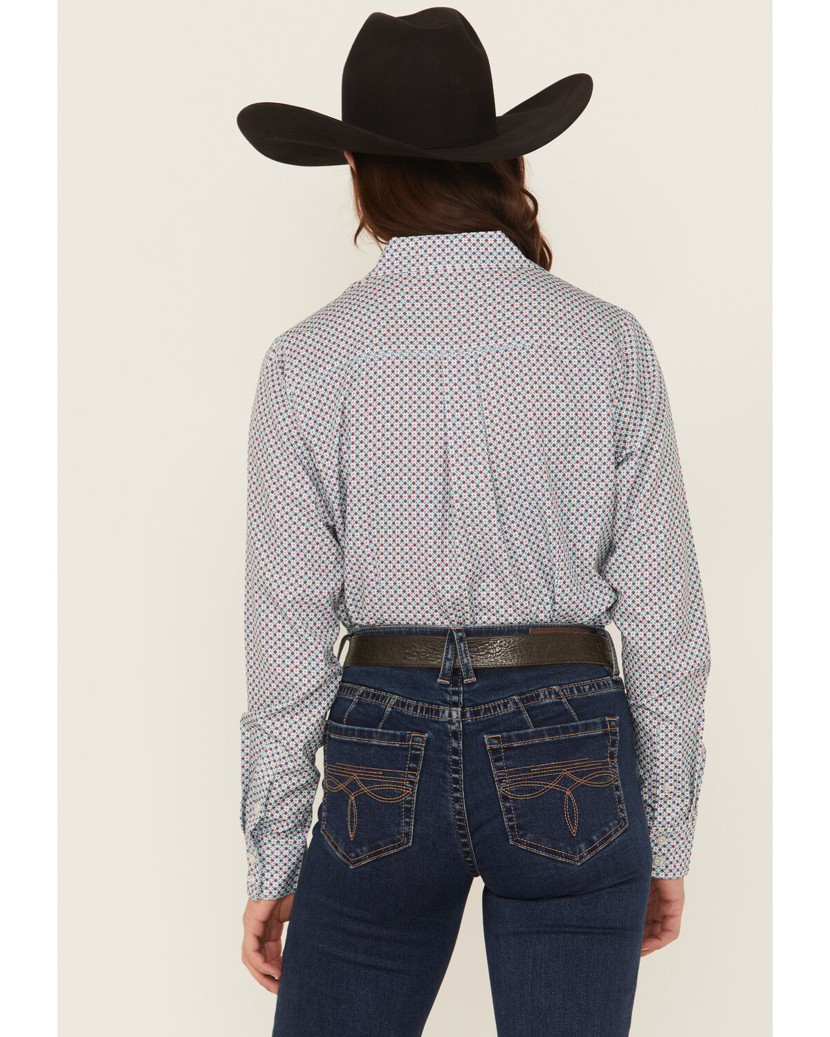 Image #4 - Cinch Women's Geo Print Long Sleeve Button-Down Stretch Western Shirt, Grey, hi-res