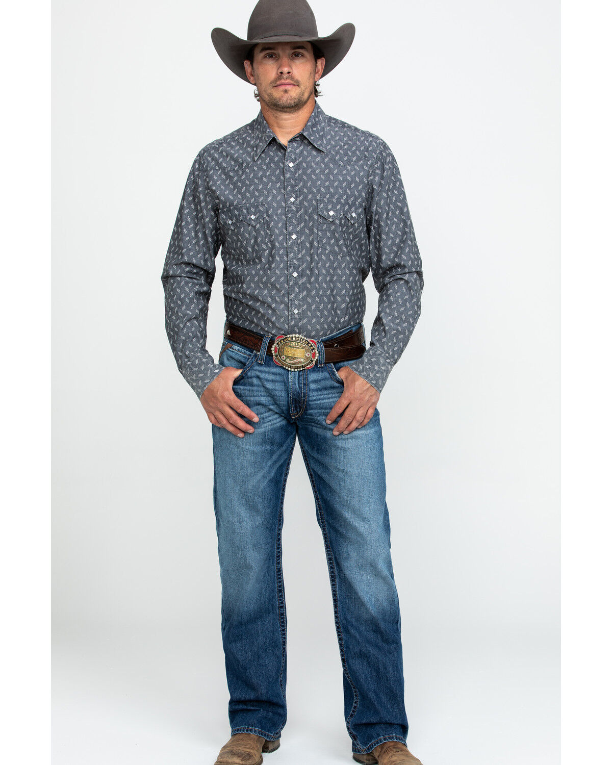 Image #6 - Rock & Roll Denim Men's Chambray Print Long Sleeve Western Shirt , , hi-res