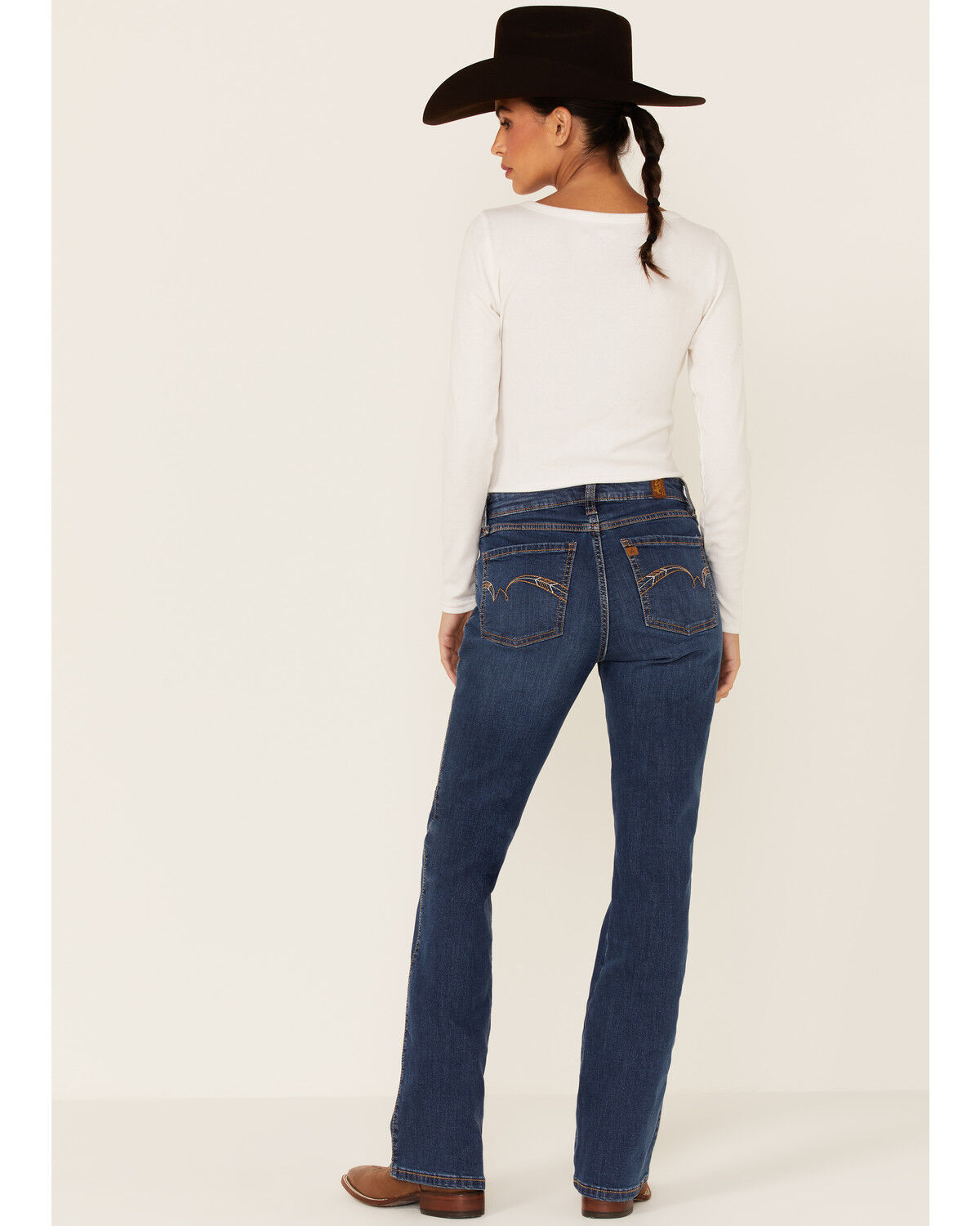 Image #4 - Wrangler Women's Aura Jennifer Dark Wash Bootcut Jeans, Blue, hi-res
