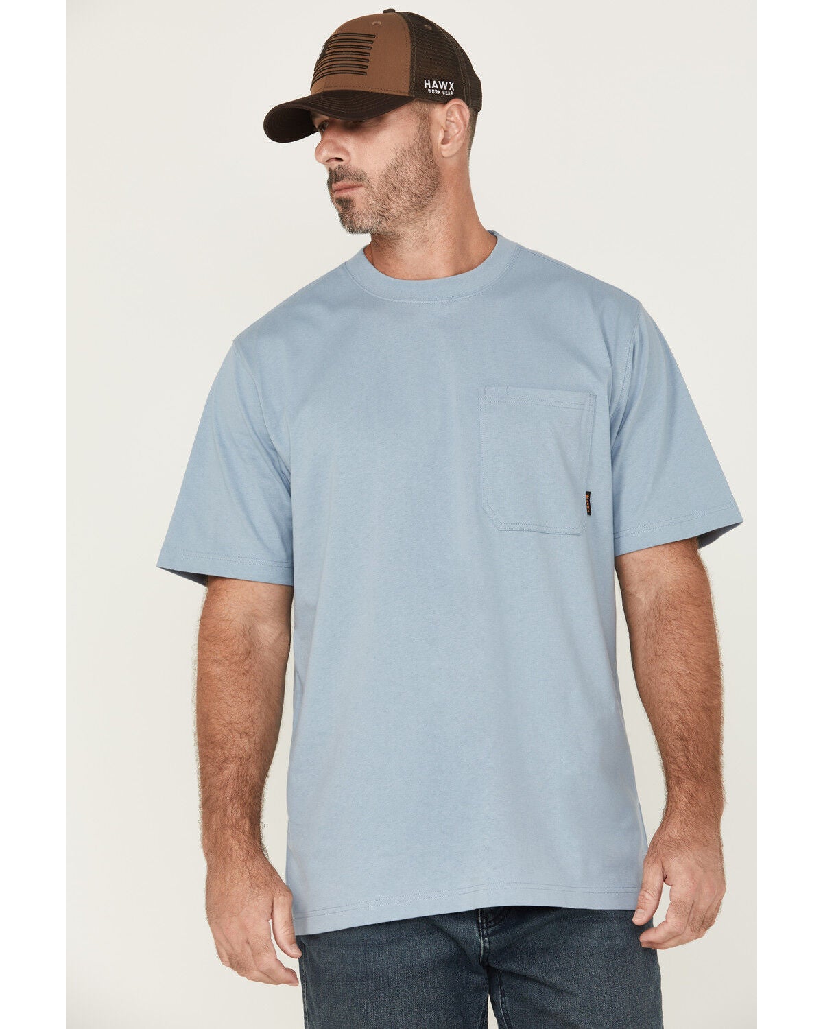 Hawx Men's Forge Solid Short Sleeve Work T-Shirt, Light Blue, hi-res