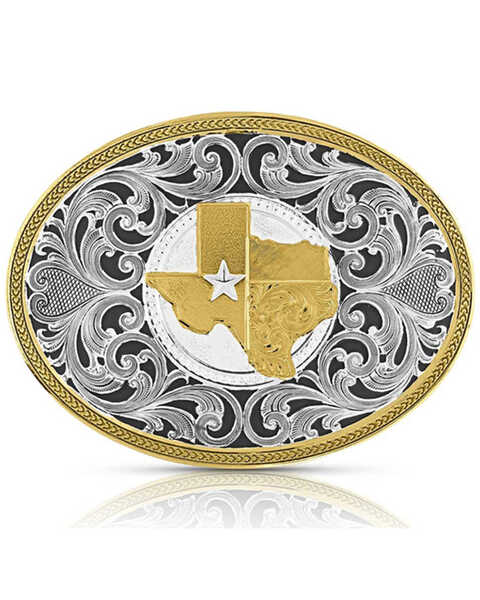 Image #1 - Montana Silversmiths Lone Star Texas State Belt Buckle, Silver, hi-res