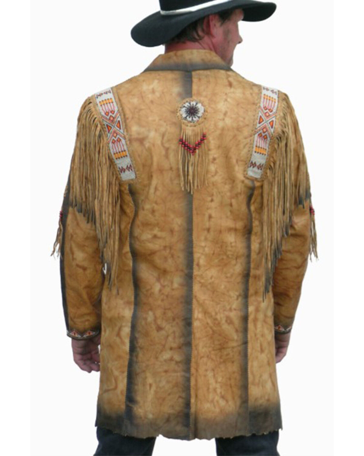 Image #2 - Kobler Leather Men's Fargo Beaded Long Jacket, Tan, hi-res
