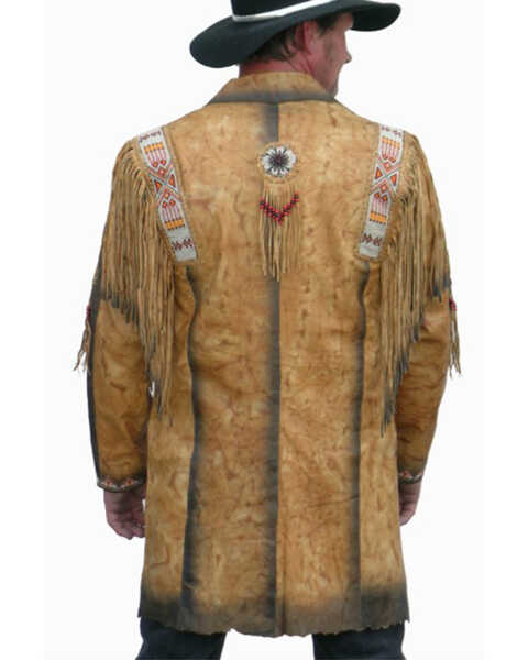 Image #2 - Kobler Leather Men's Fargo Beaded Long Jacket , Tan, hi-res