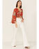 Smak Parlour Women's Floral Print Crop Top, Rust Copper, hi-res