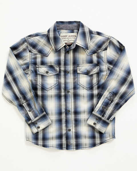 Cody James Toddler Boys' Plaid Print Long Sleeve Western Snap Shirt, Blue, hi-res