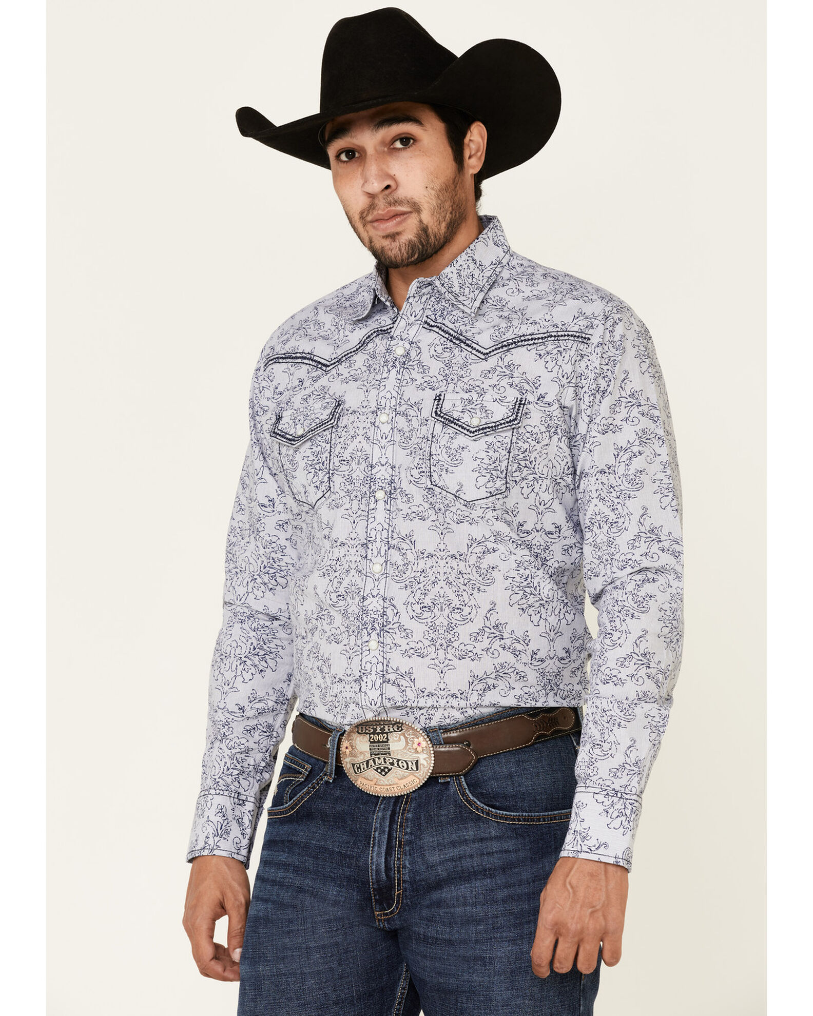 Rock 47 By Wrangler Men s Navy Paisley Print Long Sleeve Western Shirt Sheplers