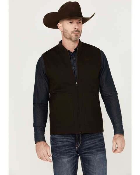 Image #1 - Cinch Men's Wool Canvas Reversible Zip-Front Vest , , hi-res
