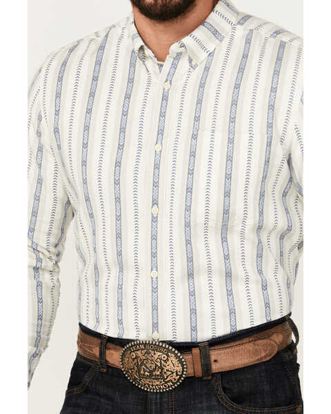 Image #3 - Cody James Men's Southwestern Striped Print Long Sleeve Button-Down Stretch Western Shirt, Ivory, hi-res