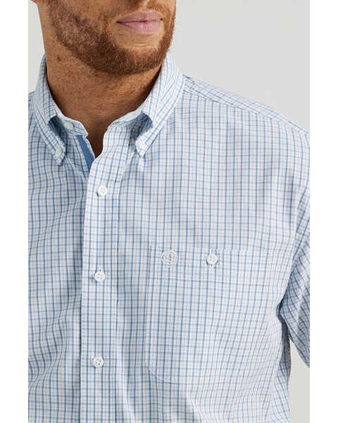 Image #2 - George Strait by Wrangler Men's Plaid Print Short Sleeve Button-Down Stretch Western Shirt, White, hi-res